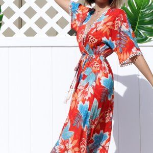 Modest Fall Maxi Dress, Burnt Orange Floral Dress